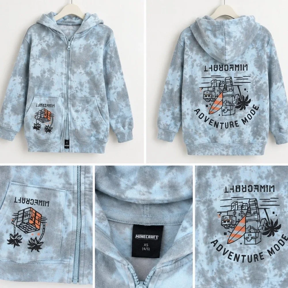 Minecraft Adventure Mode Tie-Dye Zip Hoodie — Boys XS 4/5